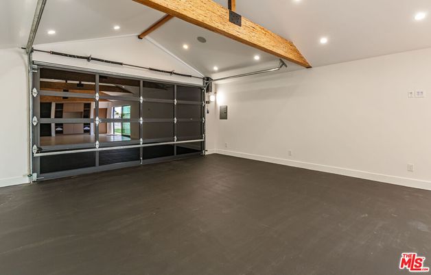 Garage, Interior, Recessed Lighting, Wooden Beams