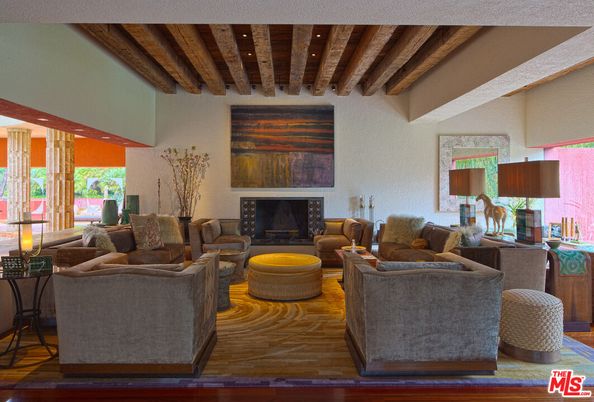 Fireplace, Interior, Living room, Recessed Lighting, Wooden Beams, Wooden Ceilings, Wood Texture Flooring