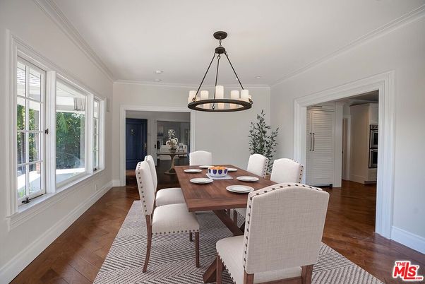 Chandelier, Dining room, Interior, Pendant Lights, Wood Texture Flooring