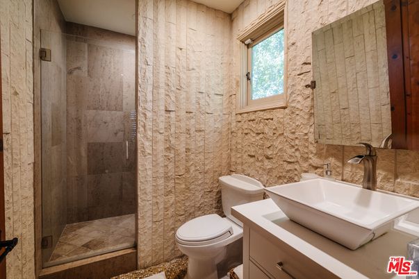 Bathroom, Glass Shower, Interior, Stone Walls