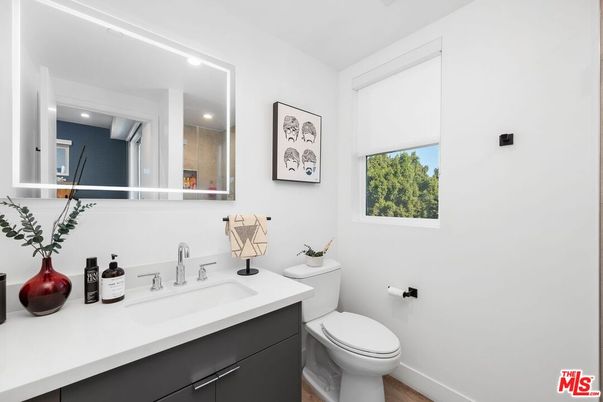 Bathroom, Interior, Recessed Lighting, Wood Texture Flooring