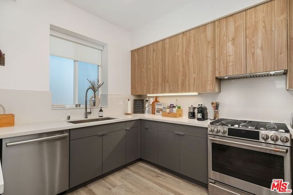 Interior, Kitchen, Stainless Steel Appliances, Wood Texture Flooring