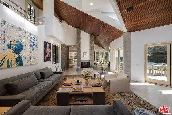 Fireplace, Interior, Living room, Recessed Lighting, Wooden Ceilings