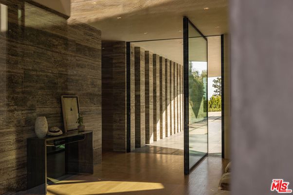 Interior, Recessed Lighting, Stone Walls, Wood Texture Flooring
