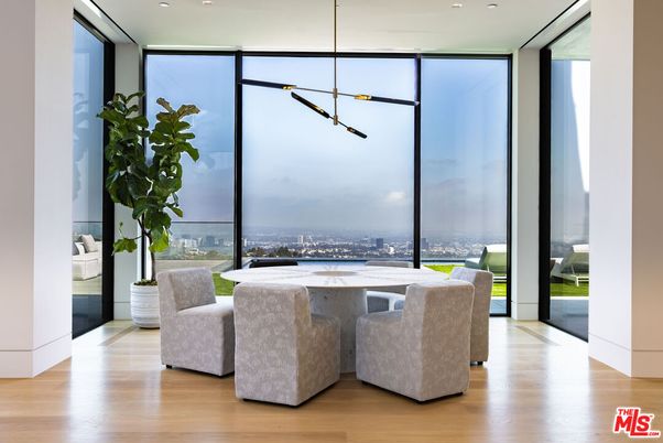 Dining room, Interior, Pendant Lights, Recessed Lighting, Wood Texture Flooring