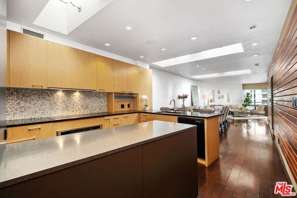 Dining room, Interior, Kitchen, Living room, Recessed Lighting, Stainless Steel Appliances, Wood Texture Flooring