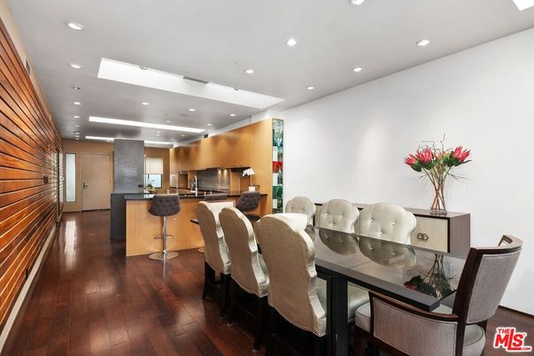 Dining room, Interior, Kitchen, Recessed Lighting, Wood Texture Flooring, Wooden Walls