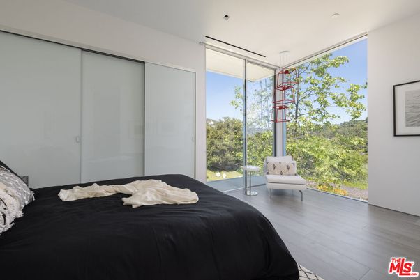 Bedroom, Interior, Pendant Lights, Recessed Lighting, Wood Texture Flooring
