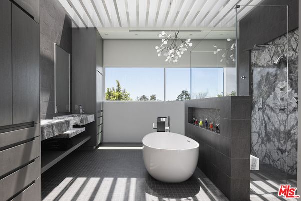 Bathroom, Dual Sink Vanities, Free Standing Baths, Interior, Marble Walls