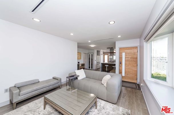 Interior, Kitchen, Living room, Recessed Lighting, Stainless Steel Appliances, Wood Texture Flooring