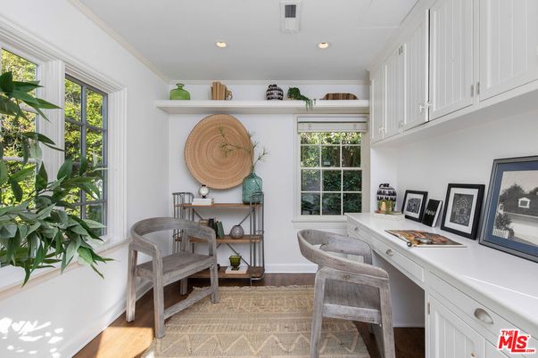 Home Office, Interior, Recessed Lighting, Wood Texture Flooring