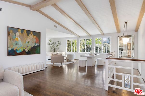 Interior, Living room, Pendant Lights, Wooden Beams, Wood Texture Flooring