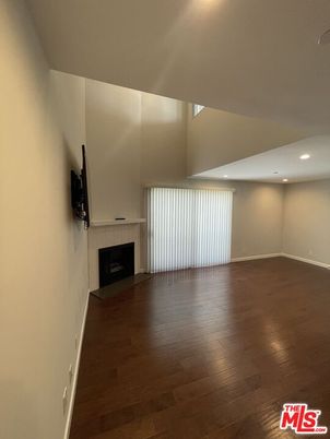 Empty room, Fireplace, Interior, Recessed Lighting, Wood Texture Flooring