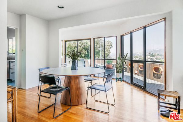 Dining room, Interior, Recessed Lighting, Wood Texture Flooring