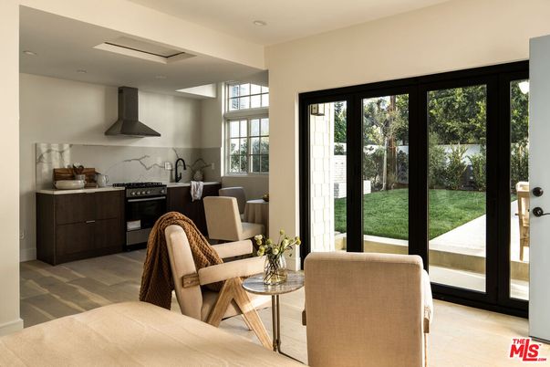 Interior, Kitchen, Living room, Recessed Lighting, Stainless Steel Appliances, Wood Texture Flooring
