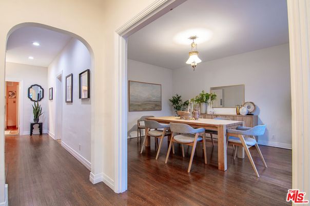 Dining room, Interior, Recessed Lighting, Wood Texture Flooring