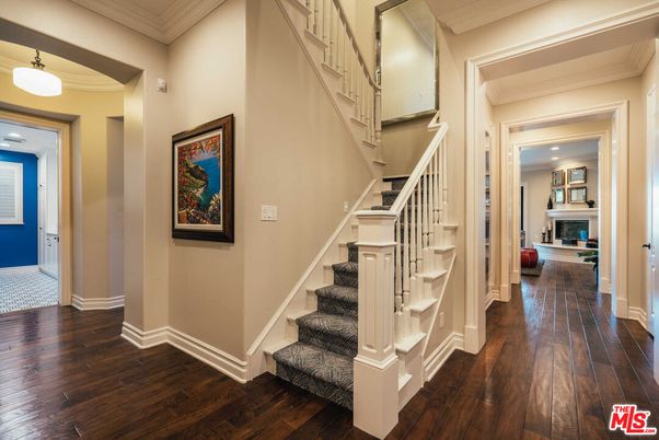 Fireplace, Interior, Pendant Lights, Recessed Lighting, Wood Texture Flooring