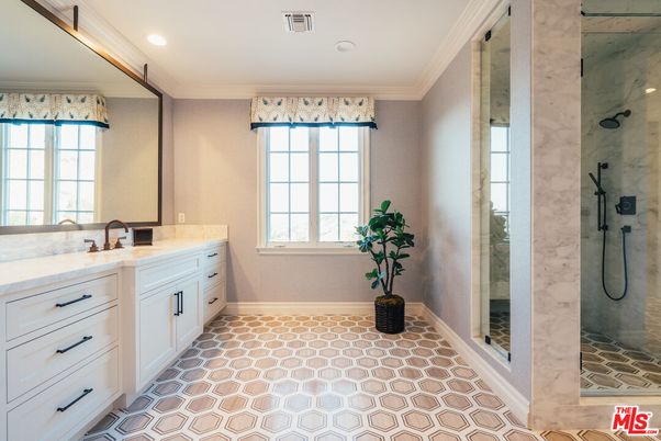 Bathroom, Glass Shower, Interior, Recessed Lighting