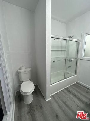 Bathroom, Glass Shower, Interior, Wood Texture Flooring