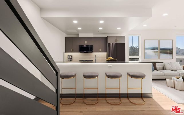 Interior, Kitchen, Living room, Recessed Lighting, Stainless Steel Appliances, Wood Texture Flooring