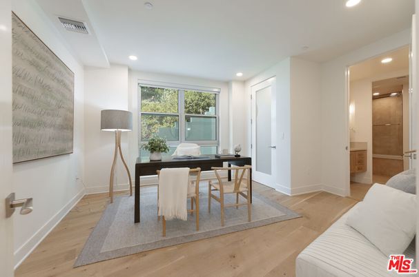 Home Office, Interior, Recessed Lighting, Wood Texture Flooring