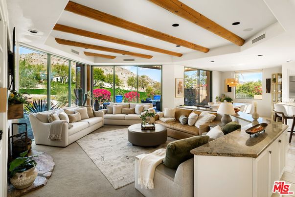 Dining room, Interior, Living room, Recessed Lighting, Wooden Beams