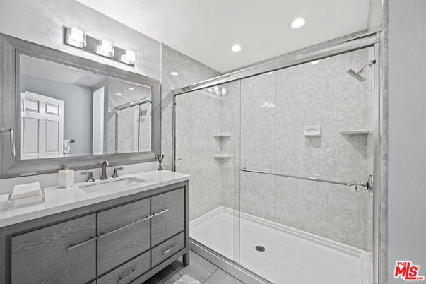 Bathroom, Glass Shower, Interior, Recessed Lighting