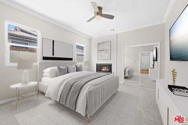 Bedroom, Fireplace, Interior