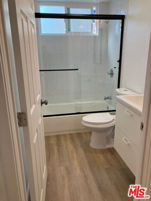 Bathroom, Glass Shower, Interior, Wood Texture Flooring