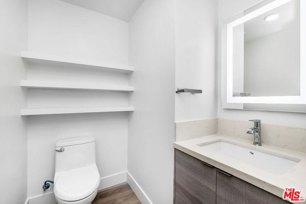 Bathroom, Interior, Recessed Lighting, Wood Texture Flooring
