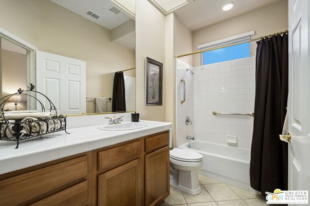 Bathroom, Dual Sink Vanities, Interior, Recessed Lighting, Tile Countertops