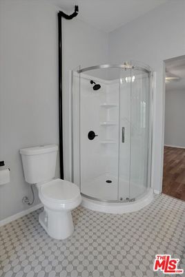 Bathroom, Glass Shower, Interior, Wood Texture Flooring