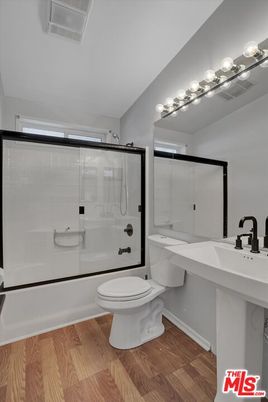 Bathroom, Glass Shower, Interior, Wood Texture Flooring