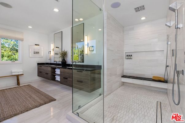 Bathroom, Dual Sink Vanities, Glass Shower, Interior, Recessed Lighting