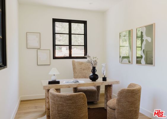 Home Office, Interior, Recessed Lighting, Wood Texture Flooring