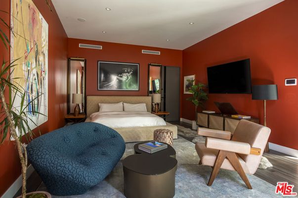 Bedroom, Interior, Living room, Recessed Lighting, Wood Texture Flooring