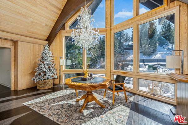 Chandelier, Interior, Sun Room, Wooden Ceilings, Wood Texture Flooring, Wooden Walls