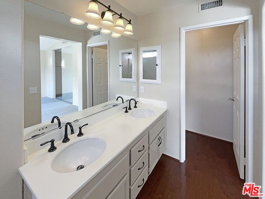 Bathroom, Dual Sink Vanities, Interior, Wood Texture Flooring