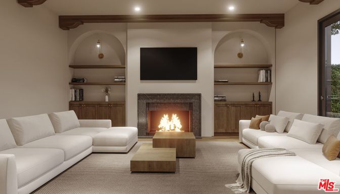 Fireplace, Interior, Living room, Recessed Lighting