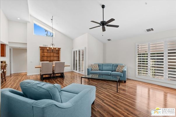 Dining room, Interior, Living room, Pendant Lights, Recessed Lighting, Wood Texture Flooring