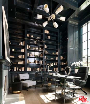 Home Office, Interior, Pendant Lights, Wood Texture Flooring