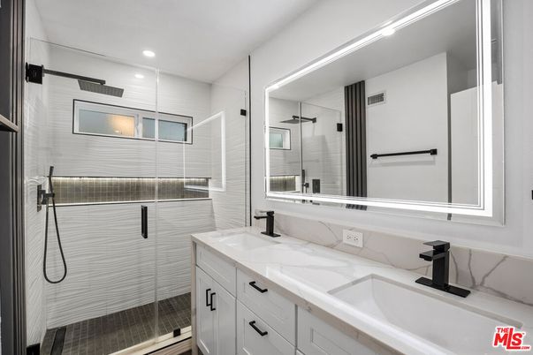 Bathroom, Dual Sink Vanities, Glass Shower, Interior, Recessed Lighting