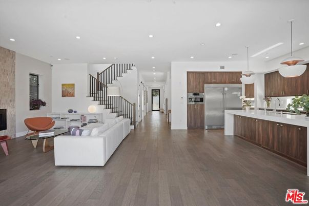 Interior, Kitchen, Living room, Pendant Lights, Recessed Lighting, Stainless Steel Appliances, Wood Texture Flooring