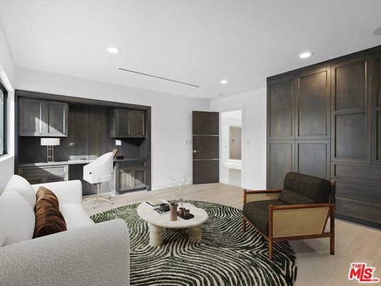 Home Office, Interior, Living room, Recessed Lighting, Wood Texture Flooring