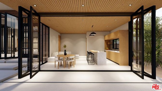 Dining room, Interior, Recessed Lighting, Wooden Ceilings
