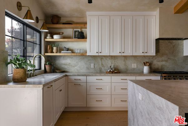 Interior, Kitchen, Stainless Steel Appliances, Wooden Beams, Wood Texture Flooring