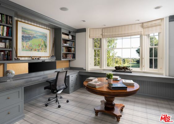 Home Office, Interior, Recessed Lighting, Wood Texture Flooring