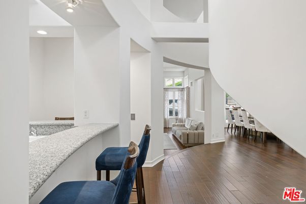 Dining room, Interior, Living room, Recessed Lighting, Wood Texture Flooring