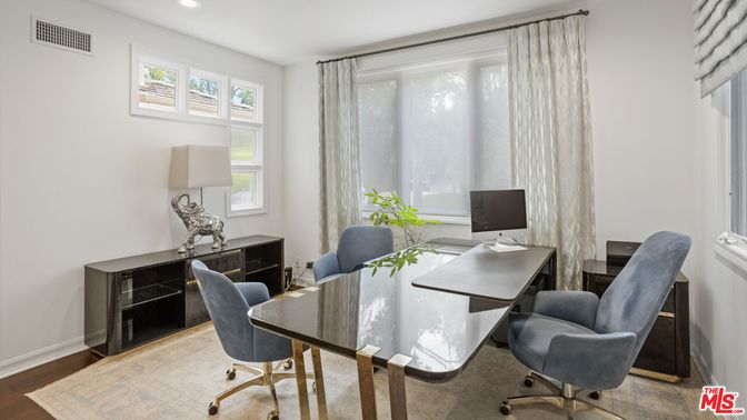 Home Office, Interior, Recessed Lighting, Wood Texture Flooring