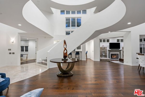 Fireplace, Interior, Recessed Lighting, Wood Texture Flooring
